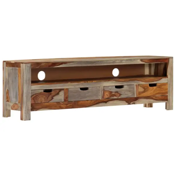 Maalähedane akaatsiapuidust telerialus 4 sahtliga, 130 x 30 x 40 cm – 9