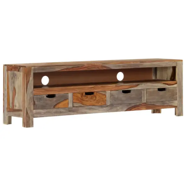 Maalähedane akaatsiapuidust telerialus 4 sahtliga, 130 x 30 x 40 cm – 10