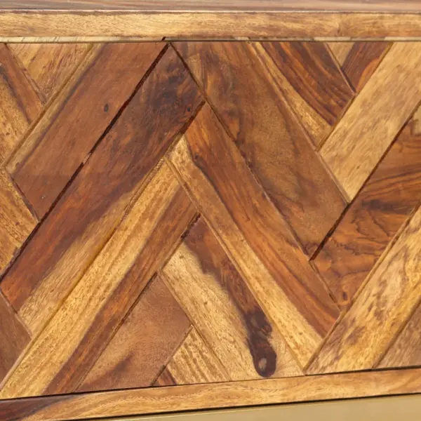 Akaatsiapuidust telerialus 2 sahtli, 2 riiuli ja kapiga, pruun, 140 x 30 x 45 cm – 7