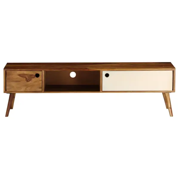 Akaatsiapuidust telerialus 3 sektsiooniga, pruun-valge, 140 x 30 x 40 cm – 2