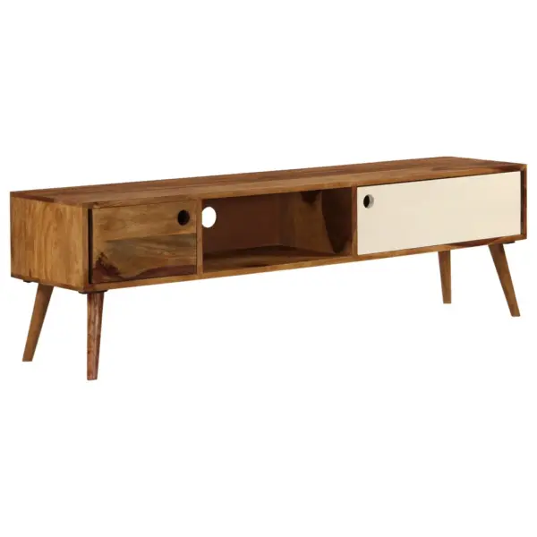 Akaatsiapuidust telerialus 3 sektsiooniga, pruun-valge, 140 x 30 x 40 cm – 11