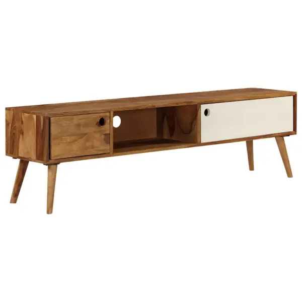 Akaatsiapuidust telerialus 3 sektsiooniga, pruun-valge, 140 x 30 x 40 cm – 13