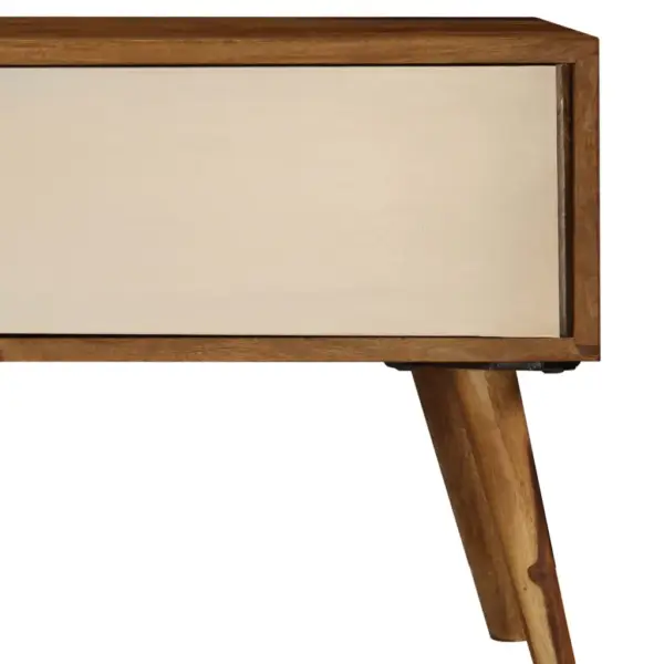 Akaatsiapuidust telerialus 3 sektsiooniga, pruun-valge, 140 x 30 x 40 cm – 5