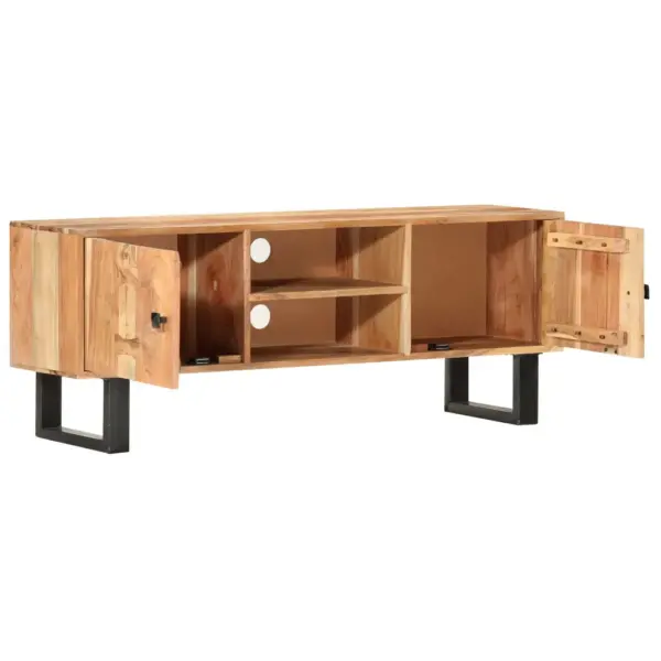 Akaatsiapuidust telerikapp pulbervärvitud terasraamiga, pruun, 118 x 30 x 45 cm – 2