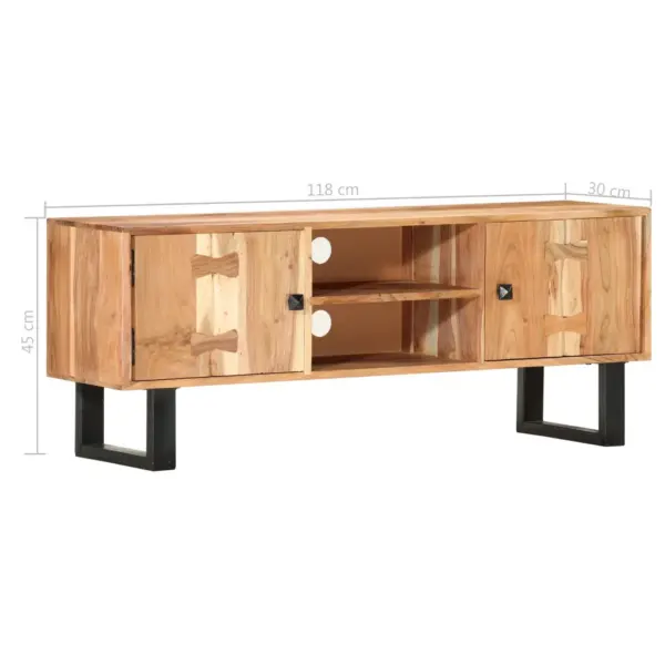 Akaatsiapuidust telerikapp pulbervärvitud terasraamiga, pruun, 118 x 30 x 45 cm – 6
