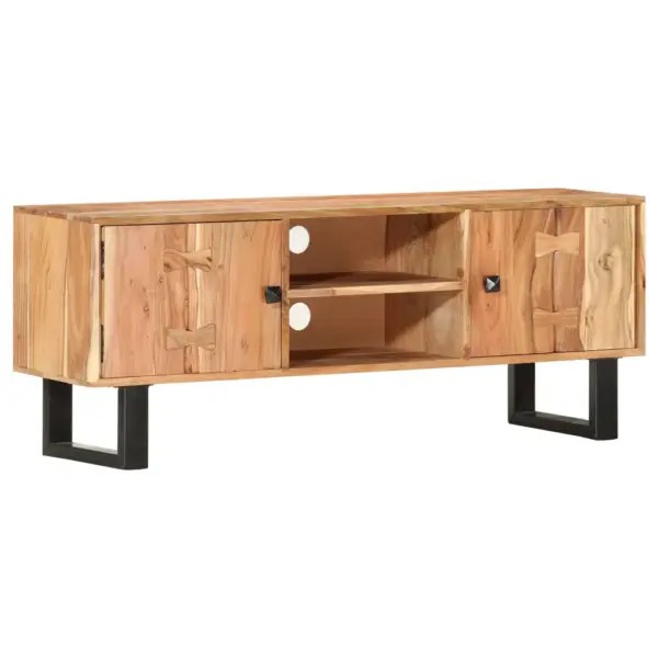 Akaatsiapuidust telerikapp pulbervärvitud terasraamiga, pruun, 118 x 30 x 45 cm – 7