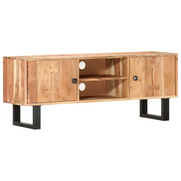 Akaatsiapuidust telerikapp pulbervärvitud terasraamiga, pruun, 118 x 30 x 45 cm – 8