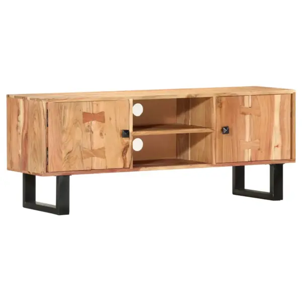 Akaatsiapuidust telerikapp pulbervärvitud terasraamiga, pruun, 118 x 30 x 45 cm – 10