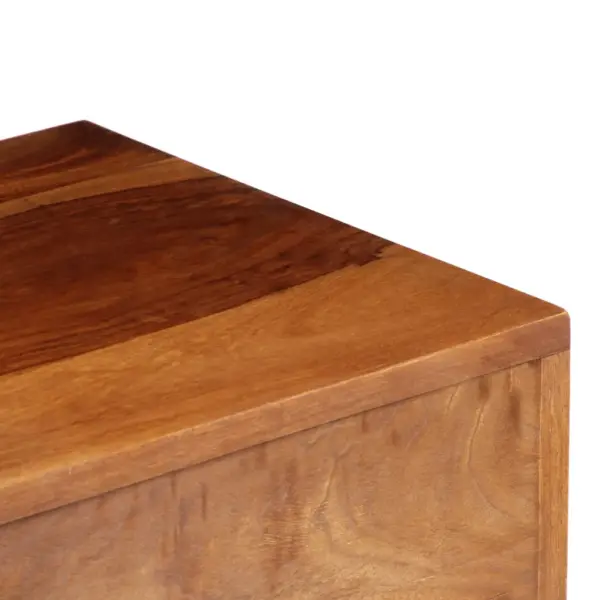 Akaatsiapuidust telerikapp musta terasraamiga, 1 sahtli ja 2 avatud sektsiooniga, 160 x 30 x 45 cm – 6