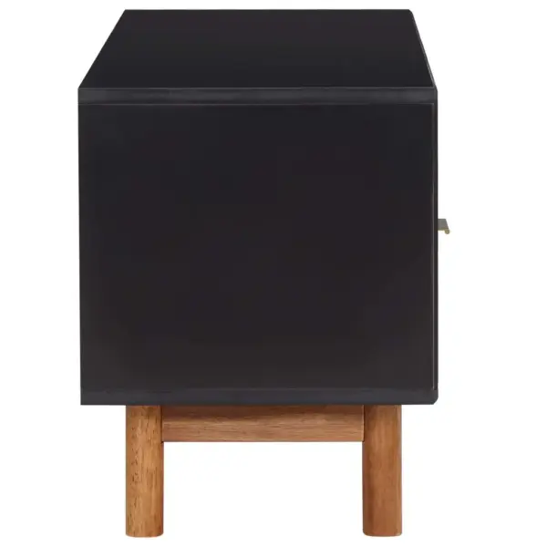 Telerikapp kahe sahtli ja riiuliga, matt must ja tumepruun, akaatsiapuit ja MDF, 100 x 35 x 45 cm – 3
