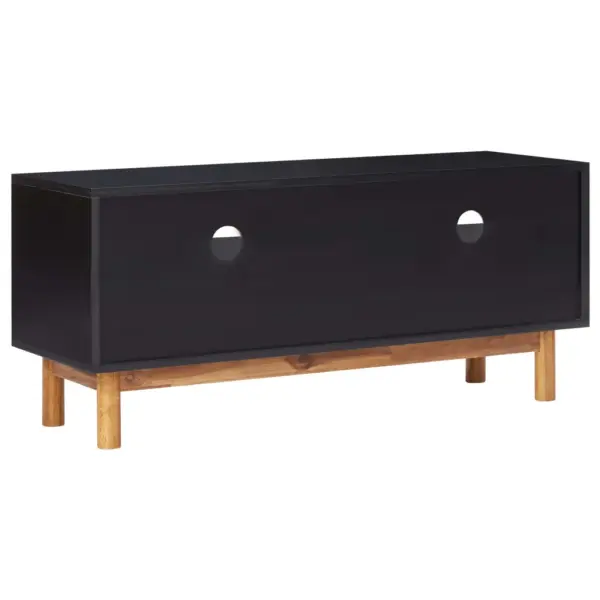 Telerikapp kahe sahtli ja riiuliga, matt must ja tumepruun, akaatsiapuit ja MDF, 100 x 35 x 45 cm – 4