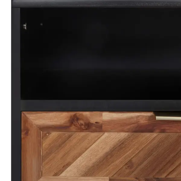 Telerikapp kahe sahtli ja riiuliga, matt must ja tumepruun, akaatsiapuit ja MDF, 100 x 35 x 45 cm – 5