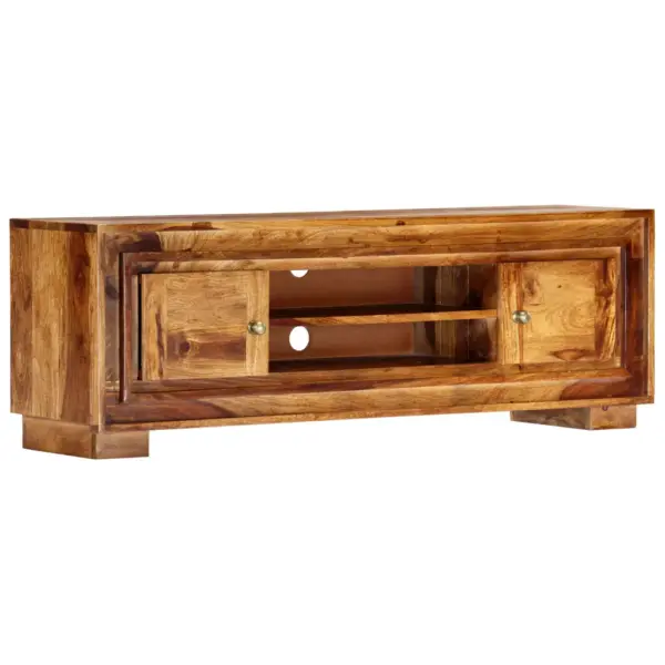 Akaatsiapuidust telerikapp kahe ukse ja avatud riiulitega, pruun, 118 x 30 x 40 cm – 11