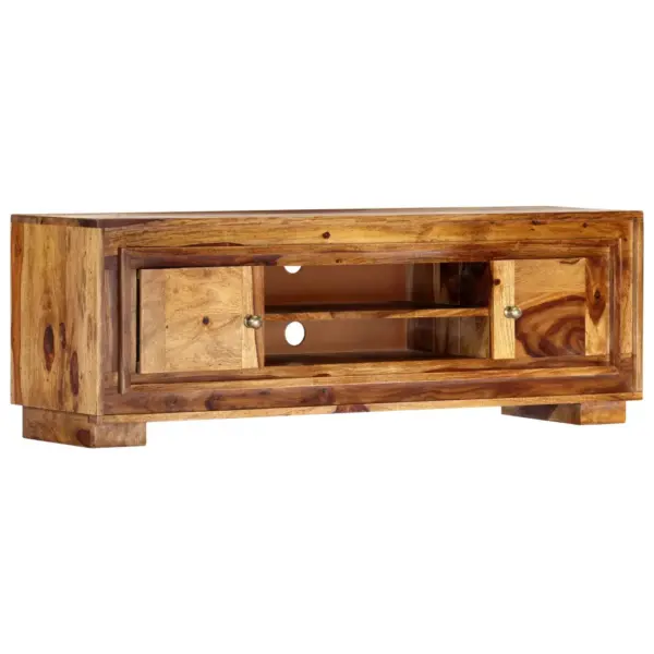 Akaatsiapuidust telerikapp kahe ukse ja avatud riiulitega, pruun, 118 x 30 x 40 cm – 10