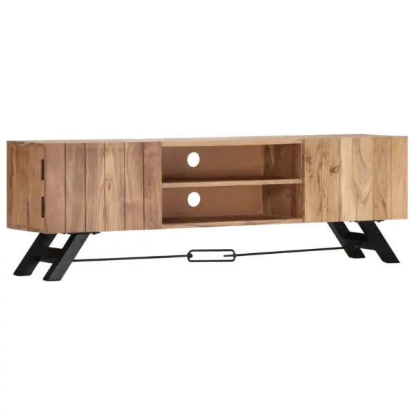 Akaatsiapuidust telerikapp kahe sektsiooni ja kahe uksega, pruun, 140 x 30 x 45 cm – 9