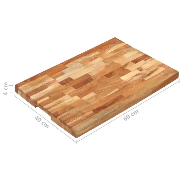 Paks akaatsiapuidust lõikelaud triibulise disainiga, 60 x 40 x 4 cm – 7