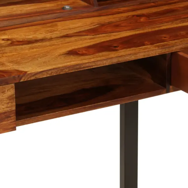 Akaatsiapuust kirjutuslaud raamaturiiuli ja klaviatuurisahtliga, pulbervärvitud terasjalgadega, 100 x 50 x 94 cm - 8
