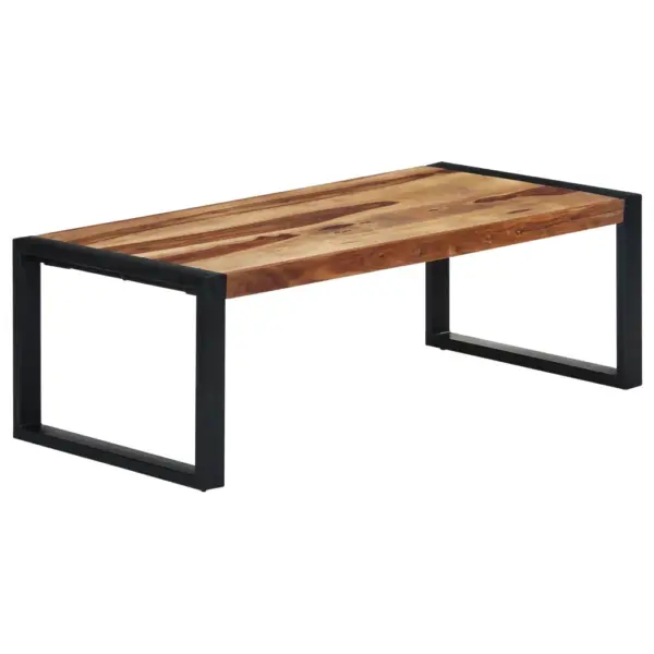 Akaatsiapuust kohvilaud musta terasraamiga, 110 x 60 x 40 cm - 9