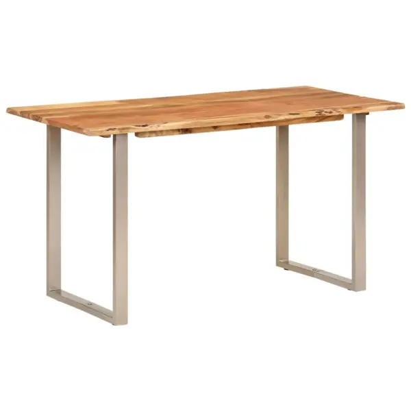 Akaatsiapuust söögilaud industriaalstiilis hõbedaste terasjalgadega, 140 x 70 x 76 cm – 2