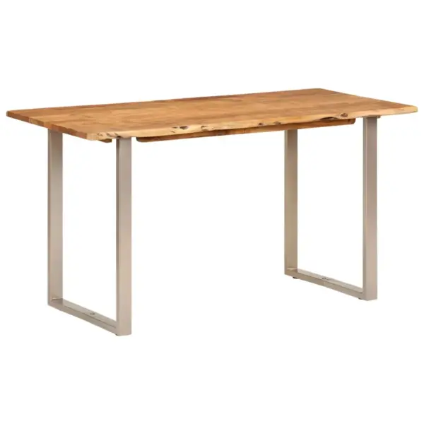 Akaatsiapuust söögilaud industriaalstiilis hõbedaste terasjalgadega, 140 x 70 x 76 cm – 11