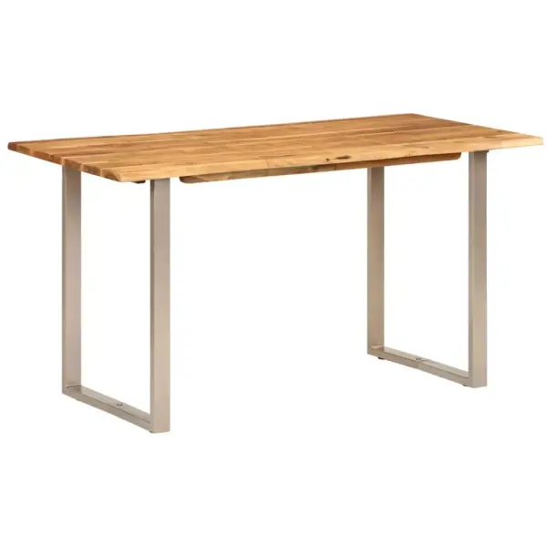 Akaatsiapuust söögilaud industriaalstiilis hõbedaste terasjalgadega, 140 x 70 x 76 cm – 12