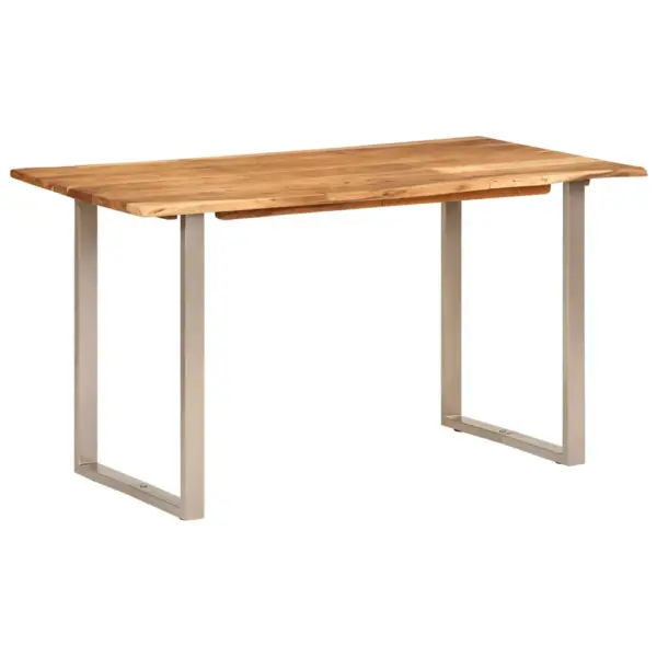 Akaatsiapuust söögilaud industriaalstiilis hõbedaste terasjalgadega, 140 x 70 x 76 cm – 13