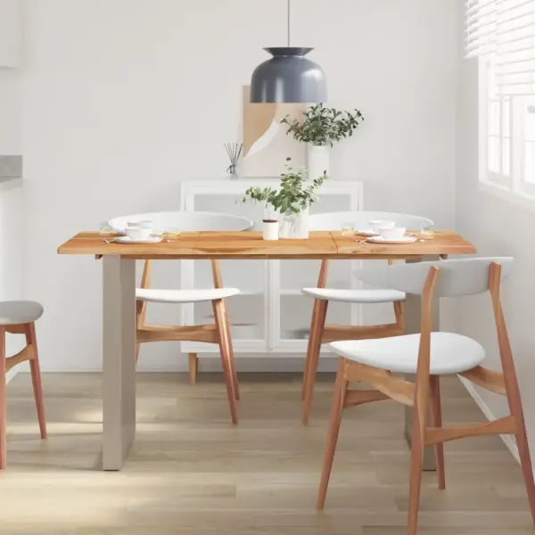 Akaatsiapuust söögilaud industriaalstiilis hõbedaste terasjalgadega, 140 x 70 x 76 cm – 3