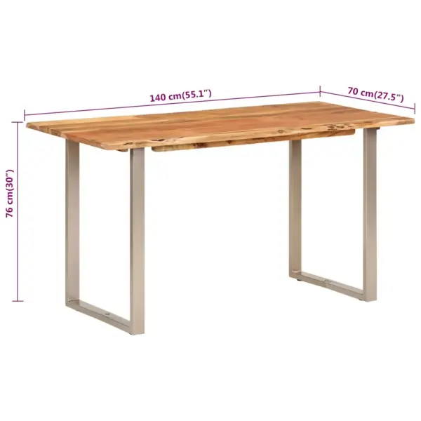 Akaatsiapuust söögilaud industriaalstiilis hõbedaste terasjalgadega, 140 x 70 x 76 cm – 10