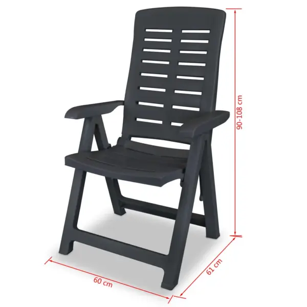 Kokkupandavad allalastava seljatoega aiatoolid, 4 tk, plast, antratsiithall – 8
