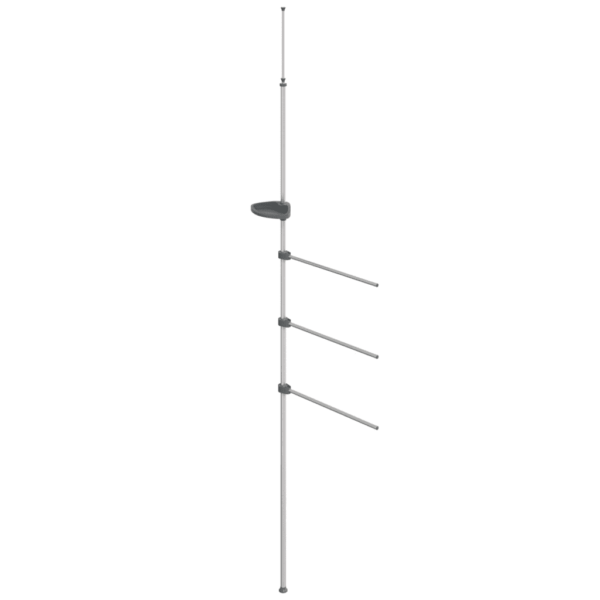 Reguleeritav alumiiniumist käterätikuivati, 3 haruga, 47 x 280 cm, hõbedane – 2