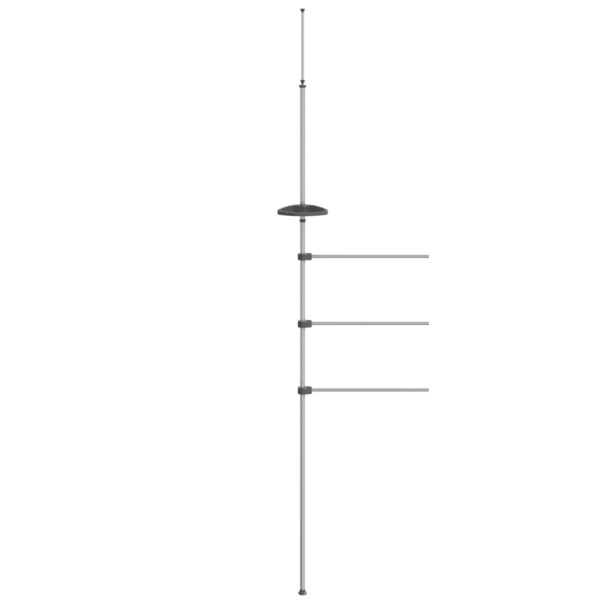 Reguleeritav alumiiniumist käterätikuivati, 3 haruga, 47 x 280 cm, hõbedane – 3