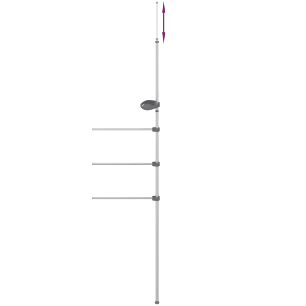 Reguleeritav alumiiniumist käterätikuivati, 3 haruga, 47 x 280 cm, hõbedane – 5