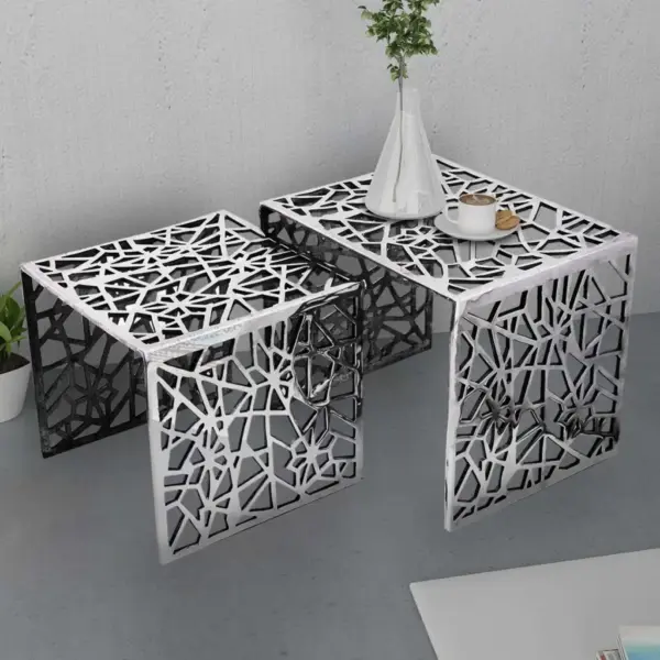 Kandiline hõbedane alumiiniumist lisalauakomplekt, 2 osa, suur laud 49 x 39 x 40 cm – 2
