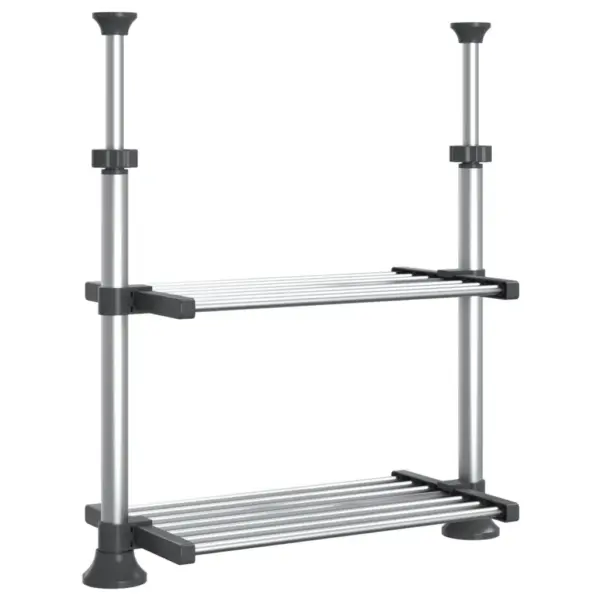 Reguleeritava kõrgusega alumiiniumist köögiriiul, 2 riiuliga, hõbedane, 50 x 25 x (50–70) cm – 2