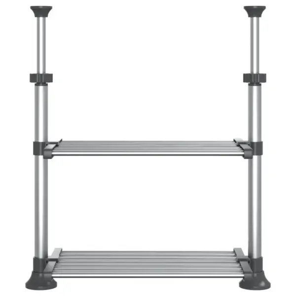 Reguleeritava kõrgusega alumiiniumist köögiriiul, 2 riiuliga, hõbedane, 50 x 25 x (50–70) cm – 3