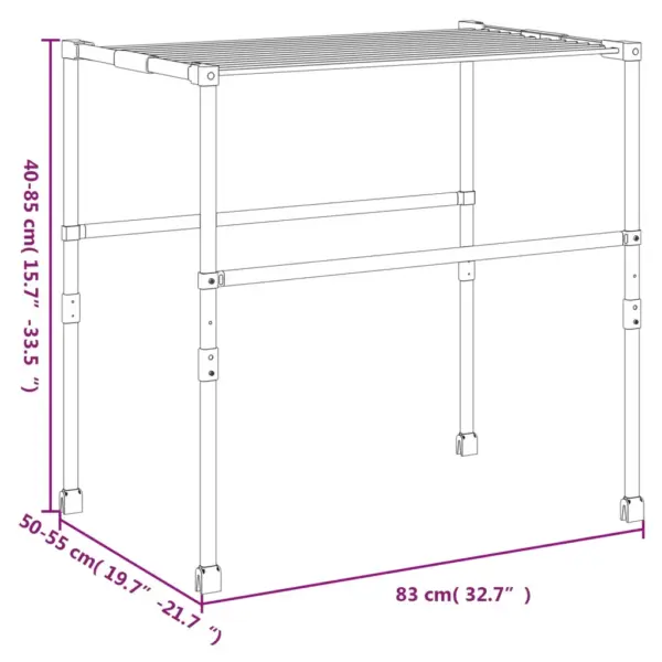 Reguleeritav alumiiniumist pesukuivatusrest, hõbedane, 83 x (50-55) x (40-85) cm, 11 m – 9