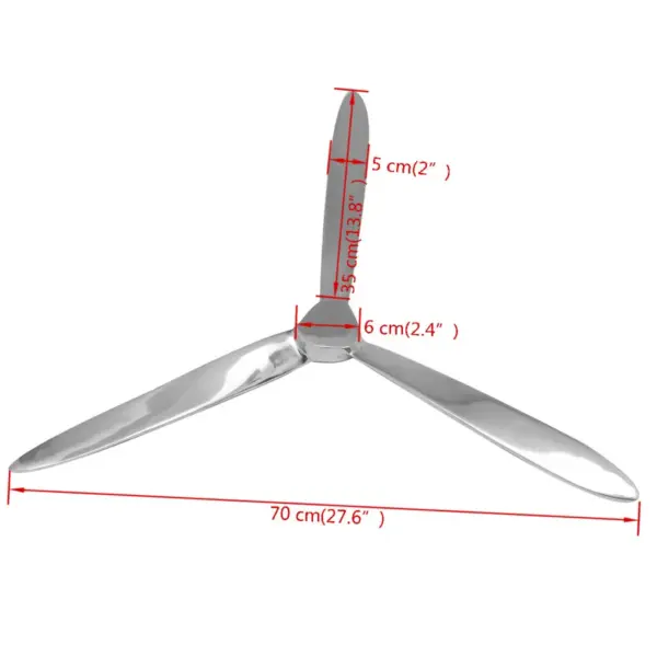 Seinale kinnitatav alumiiniumist dekoratiivne propeller, hõbedane, 70 cm – 5