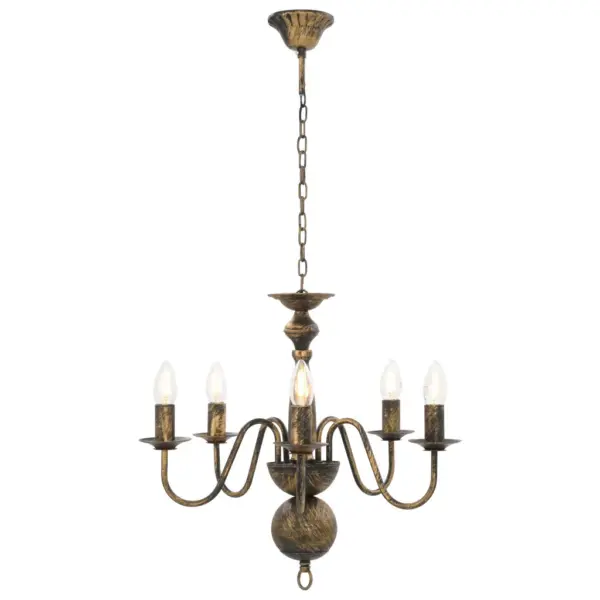 Klassikaline antiikmust lühter, metall, 5 x E14, 50 x 45 cm – 3
