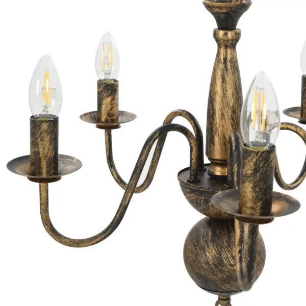 Klassikaline antiikmust lühter, metall, 5 x E14, 50 x 45 cm – 4