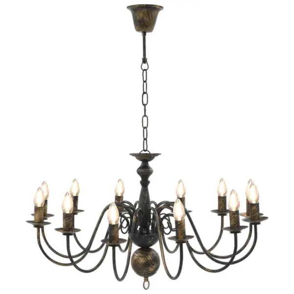 Antiikmust metall-lühter 12 x E14 pirnipesaga, 80 x 45 cm – 3