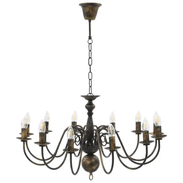 Antiikmust metall-lühter 12 x E14 pirnipesaga, 80 x 45 cm – 4