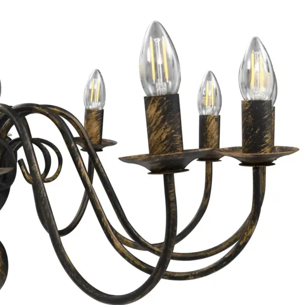 Antiikmust metall-lühter 12 x E14 pirnipesaga, 80 x 45 cm – 6