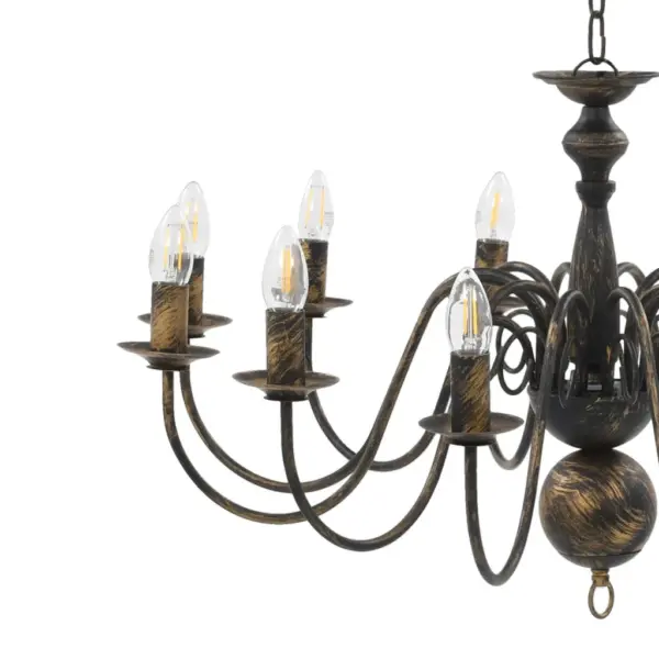 Antiikmust metall-lühter 12 x E14 pirnipesaga, 80 x 45 cm – 7