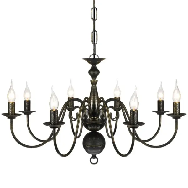Antiikmust metallist kroonlühter 8xE14, 80 cm – 4