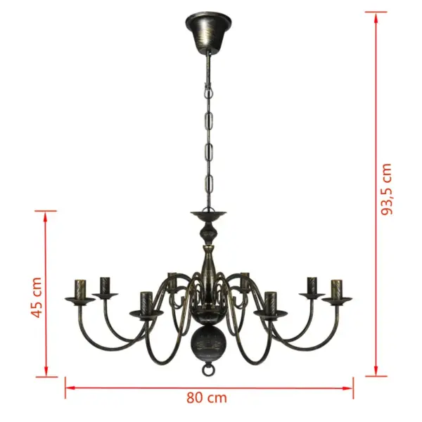 Antiikmust metallist kroonlühter 8xE14, 80 cm – 6