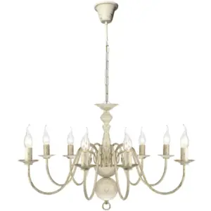 Antiikvalge metallist kroonlühter 8 E14 pesaga, 80 cm