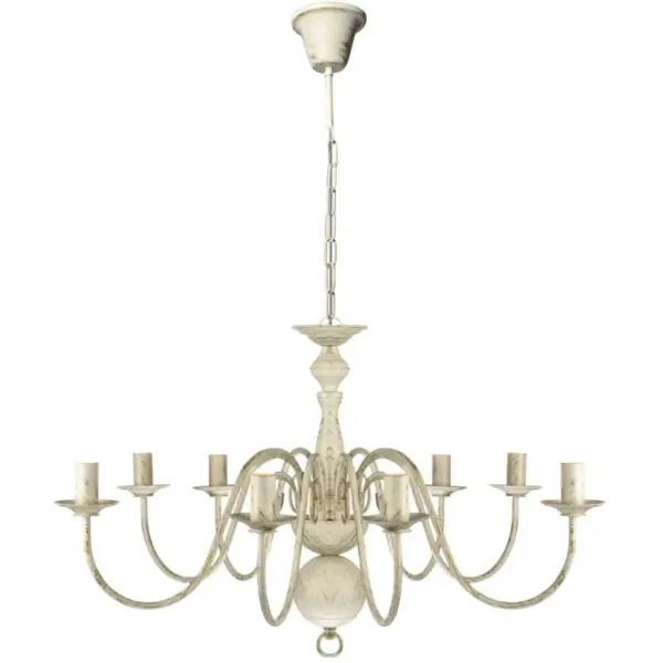 Antiikvalge metallist kroonlühter 8 E14 pesaga, 80 cm – 2