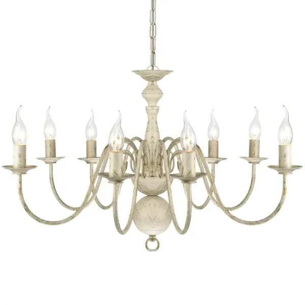 Antiikvalge metallist kroonlühter 8 E14 pesaga, 80 cm – 3