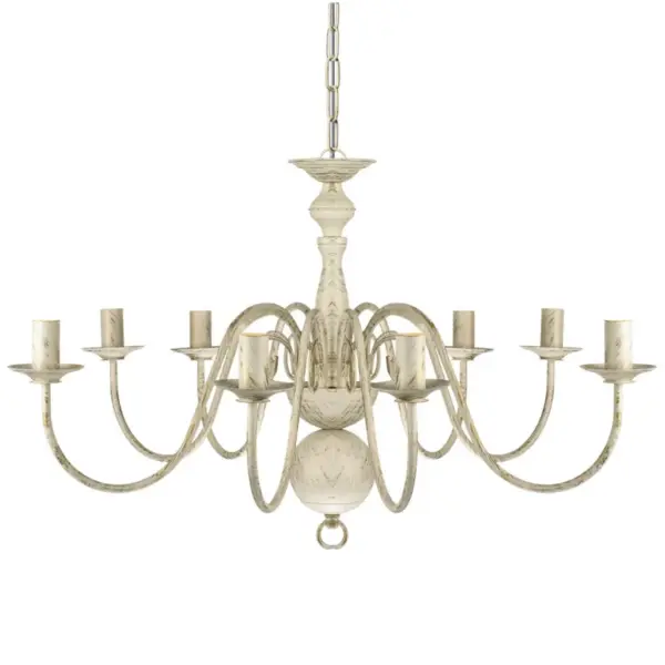 Antiikvalge metallist kroonlühter 8 E14 pesaga, 80 cm – 4
