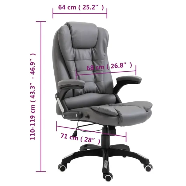 Ergonoomiline kõrge seljatoega kontoritool, antratsiithall kunstnahk, reguleeritav kõrgus – 9